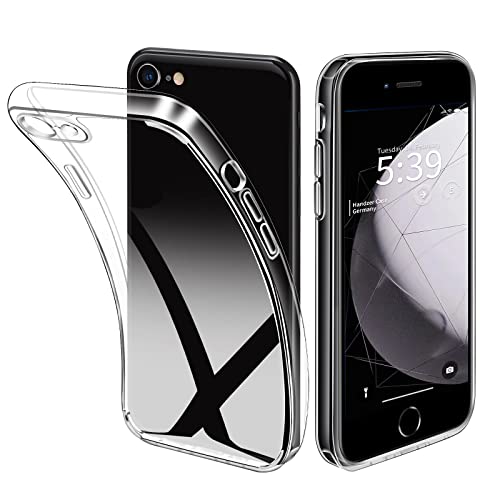 Handzer Handyhülle transparent - kompatibel mit Apple iPhone SE 3/2 (2020/2022), dünne Hülle aus durchsichtigem Acryl, stoßfest, Rundumschutz, Kratzfest, Keine Vergilbung, Crystal Clear von Handzer