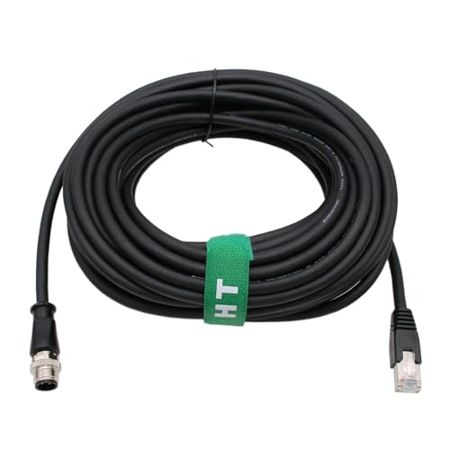 Abgeschirmtes M12 4-poliges D-Code RJ45 Cat-6 Ethernet-Kabel für industrielle Maschinen, Kamera, Netzwerk-Roboter-Sensor (15 m) von HangTon Connect