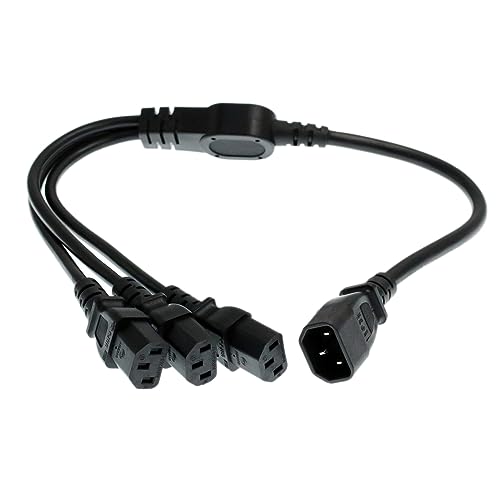 HT-Kabel UPS PDU Computer PC Stromverteilerkabel C14 auf 3 x C13 10A 250V Verlängerungskabel (c14-3xc13 60cm / 24inches) von HangTon