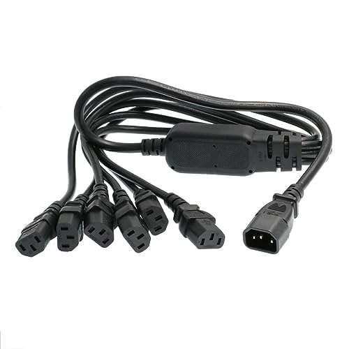 HT-Kabel UPS PDU Computer PC Stromverteilerkabel C14 bis 6 x C13 10A 250V Verlängerungskabel (c14-6xc13) von HangTon