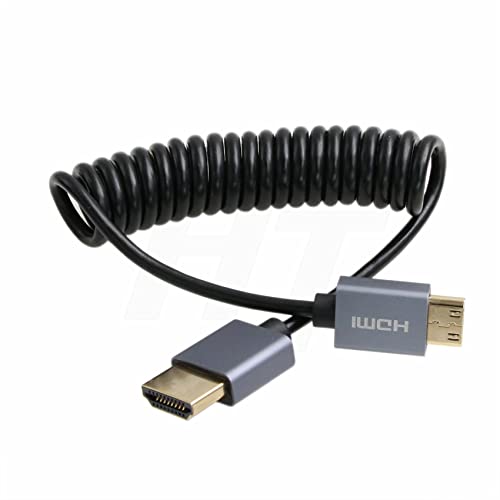 HangTon 8K 4K 60p Mini HDMI auf HDMI 2.1 Spiralkabel für Nikon Z5 Z7 D750 Sony CX7 SR7E Canon EOS R RP 5DIV ATOMOS Ninja V Portkeys Video Assist Monitor Typ A C von HangTon