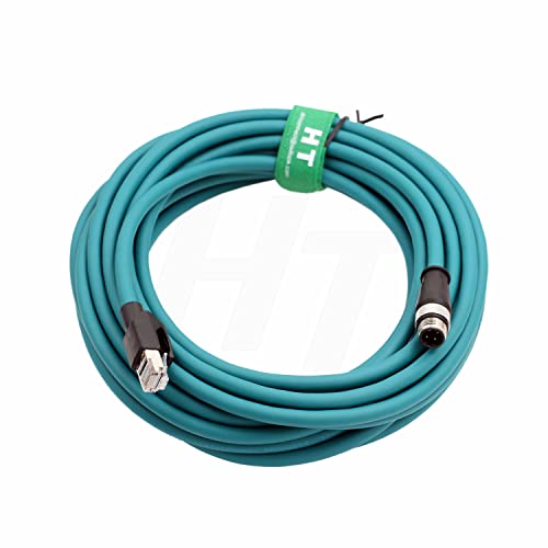 HangTon Ethernet-Kabel M12 4 Pin D kodiert auf RJ45 Cat5e für Sick Cognex Sensor Encoder Profinet EtherCAT GigE Rail CCTV Industrielle Automatisierungsausrüstung 20 m von HangTon