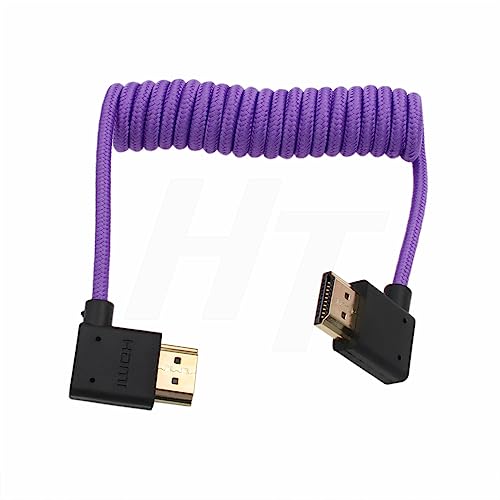 HangTon HDMI zu HDMI 4K 8K 60p Kabel rechtwinklig geflochten gewendelt für Panasonic Sony Canon Nikon ZCAM Kamera Atomos Ninja V SmallHD Blackmagic Monitor Lila von HangTon