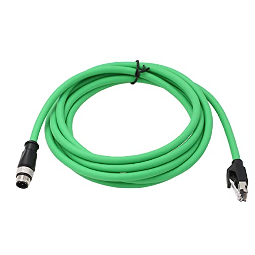 HangTon M12 4-poliger D-kodierter Stecker auf RJ45-Ethernet-Cat5e-Netzwerkkabel für industrielles Vision-System, PoE-Automatisierung, High Flex geschirmt, Grün, 1 m von HangTon