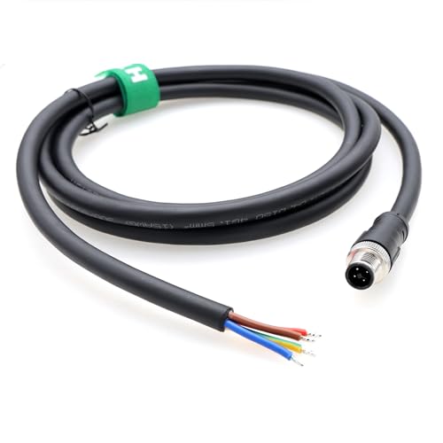 HangTon M12 4-poliger T-Code-Stecker auf fliegende Kabel, Stromkabel für Turck elektrische Verteilungssteuerung, IP67, PVC, 4 x 16 AWG, 60 V, 12 A, 1 m HangTon M12 4-poliger T-Code-Stecker auf fliegende Kabel, Stromkabel für Turck elektrische Verteilungssteuerung, IP67, PVC, 4 x 16 AWG, 60 V, 12 A, 1 m von HangTon
