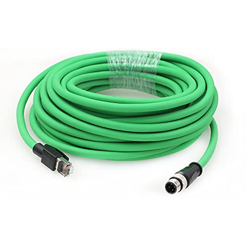 HangTon M12 4-poliges Ethernet-Netzwerkkabel für Sick Cognex-Sensor, D-kodierter Stecker auf RJ45, Cat5e, industrielle Automatisierung, geschirmt, High Flex, 15 m von HangTon