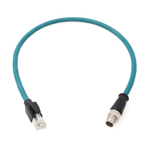 HangTon M12 Ethernet-Kabel, 8-polig, X-codiert, RJ45, CAT7e, GigE für Basler Cognex Vision, Kamerasensor, Hochgeschwindigkeits-Netzwerk-Switch, Router, PLC, 30 cm von HangTon