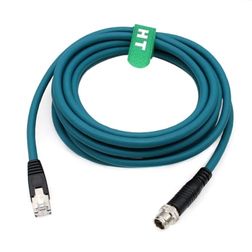 HangTon M12 Ethernet 8 Pin X codiertes RJ45 CAT7e GigE Kabel für Basler Cognex Industriekamerasensor Hochgeschwindigkeits-Netzwerkschalter 2 Meter von HangTon