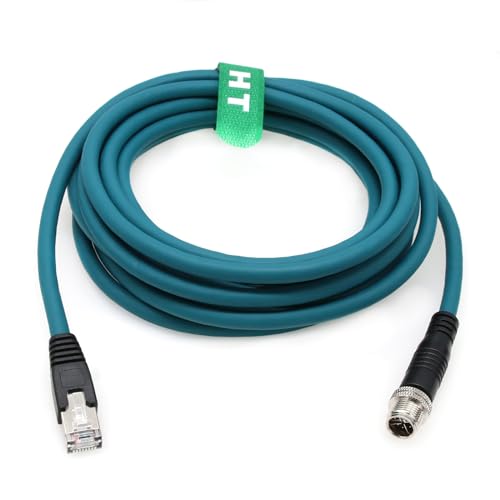 HangTon Ethernet 8-poliges X-codiertes M12 RJ45 CAT-7e Kabel für Keyence IV3 SR-5000 Matrix Cognex in Sight Data Man Barcode-Leser Kamerasensor-Netzwerk, 5 m von HangTon