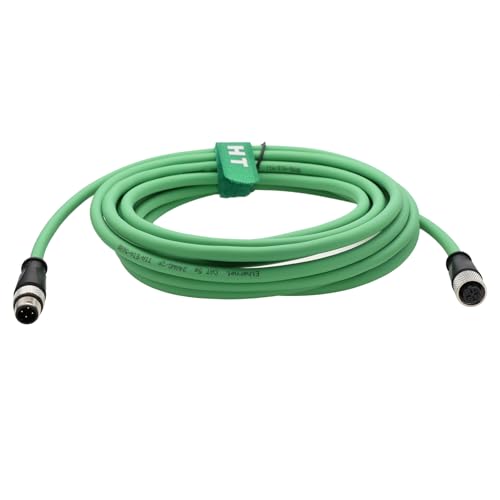 HangTon M12-Kabelverlängerung, 4-poliger D-Code auf 4-polig, D-kodiert, CAT5e für Netzwerk, Profinet, Ethernet-Kamerasensor, industrielle Automatisierung, Bildabschirmung, flexibel, 15 m von HangTon