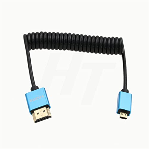 HangTon Micro HDMI auf HDMI 4K 8K Ultra HD Kabel für Sony A6500 A7III Canon EOS M R5 R7 GH4 X-T4 Z50 Kamera ATOMOS Ninja V Monitor Typ A D HDMI 2.1 Spiral 30cm von HangTon