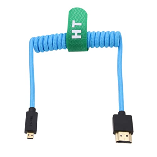 HangTon Micro HDMI auf HDMI 4K 8K Ultra HD Kabel für Sony A7c A6500 A7III Canon EOS M R5 R7 GH4 X-T4 Z50 Kamera ATOMOS Ninja V Feelworld Monitor Typ A D HDMI 2.1 blau geflochten gewickelt 30cm von HangTon