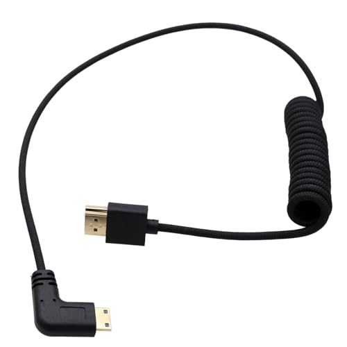 HangTon Mini HDMI zu HDMI 4K120 8K60 Kabel für Canon EOS R RP Sony Kamera Atomos Ninja V Ultra SmallHD Cine5 Indie7 Monitor, L-Form 90-Grad Typ A C 50cm von HangTon