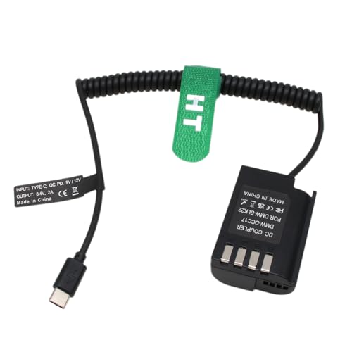 HangTon PD USB C Power für Panasonic Lumix GH6, G9, G9M2, S5, S5 II, S5 IIX, GH5 II, GH5S DSLR-Kamera 9V/12V Typ-C an DMW-BLK22 DCC17 Dummy-Akku von HangTon