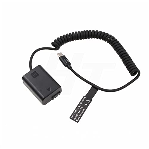 HangTon PowerBank QC PD 9V USB C zu NP-FW50 DC-Koppler Dummy-Akku für Sony A7 A7II A7S A7SII A7R A7R2 A6500 A6300 A6000 A5100 NEX Serie Kamera von HangTon