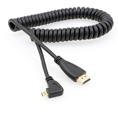 HangTon Rechtwinkliges 90 Grad Micro-HDMI auf HDMI, HDTV, Spiralkabel für Handy, Tablet, Laptop, DV-Kamera, Computer-Monitor, 1,2 m HangTon Rechtwinkliges 90 Grad Micro-HDMI auf HDMI, HDTV, Spiralkabel für Handy, Tablet, Laptop, DV-Kamera, Computer-Monitor, 1,2 m von HangTon