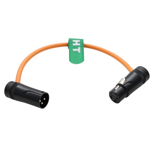 HangTon XLR 3 Pin Stecker auf Buchse, Low-Profile rechtwinklig, Audiokabel für Recorder Mixer Mikrofon Lautsprecher Soundgeräte Mixpre 10 II Zoom F8n Zaxcom Sony Canon Camera, Orange 30cm von HangTon