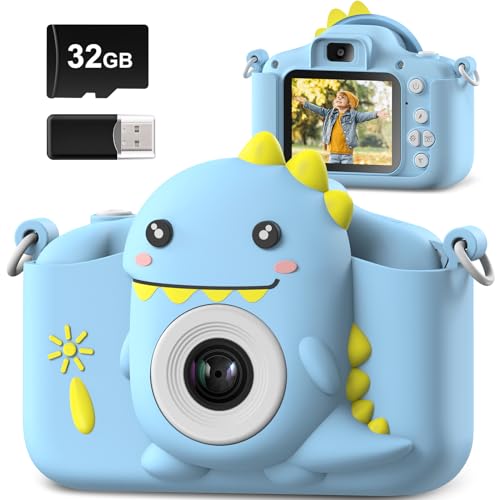 Kinderkamera, Hangrui Kinder Kamera, 1080P HD Digitalkamera Kinder mit 2,0-Zoll-Bildschirm, Kamera Kinder Fotoapparat Kinder mit 32G Speicherkarte, Fotokamera Kinder für 3-12 Jahre Geburtstag Kinder von Hangrui