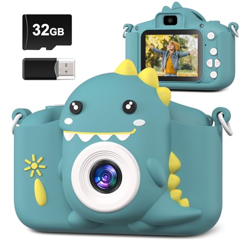 Kinderkamera, Hangrui Kinder Kamera, 1080P HD Digitalkamera Kinder mit 2,0-Zoll-Bildschirm, Kamera Kinder Fotoapparat Kinder mit 32G Speicherkarte, Fotokamera Kinder für 3-12 Jahre Geburtstag Kinder von Hangrui