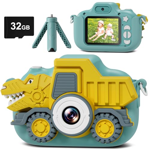 Kinderkamera, Hangrui Kinder Kamera, 1080P HD Fotoapparat Kinder mit 32G Speicherkarte, Kamera Kinder mit Stativ, Digitalkamera Kinder für 3-12 Jahre Jungen und Mädchen Weihnachten Spielzeug von Hangrui