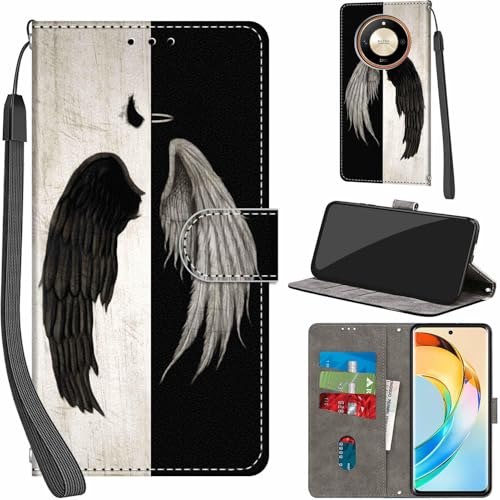 Handyhülle für Honor Magic 6 Lite Hülle PU Leder Schutzhülle Klappbar mit Kartenfach Ständer Handytasche mit Kameraschutz Flip Case Klapphülle für Honor Magic 6 Lite, Flügel von Haninsuze