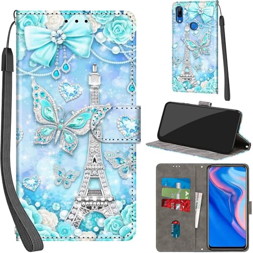 Handyhülle für Huawei P Smart Z Hülle PU Leder Schutzhülle Klappbar mit Kartenfach Ständer Handytasche mit Kameraschutz Flip Case Klapphülle für Huawei P Smart Z, Turm von Haninsuze