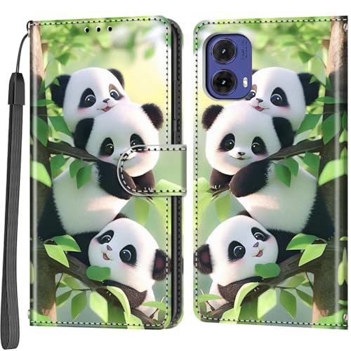 Handyhülle für Motorola Moto G85 5G Hülle, Magnetische Stoßfeste Flip Leder Schutzhülle Klapphülle, Panda Handyhülle für Motorola Moto G85 5G Hülle, Magnetische Stoßfeste Flip Leder Schutzhülle Klapphülle, Panda von Haninsuze