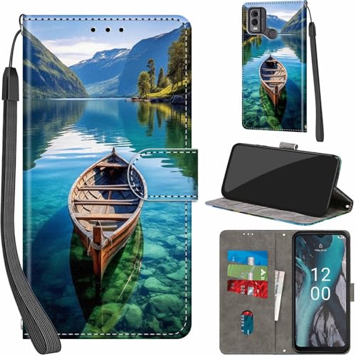 Handyhülle für Nokia C32 Hülle PU Leder Schutzhülle Klappbar mit Kartenfach Ständer Handytasche mit Kameraschutz Flip Case Klapphülle für Nokia C32, Boot von Haninsuze
