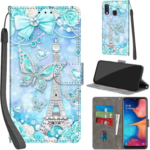 Handyhülle für Samsung Galaxy A20e Hülle PU Leder Schutzhülle Klappbar mit Kartenfach Ständer Handytasche mit Kameraschutz Flip Case Klapphülle für Samsung A20e, Turm von Haninsuze