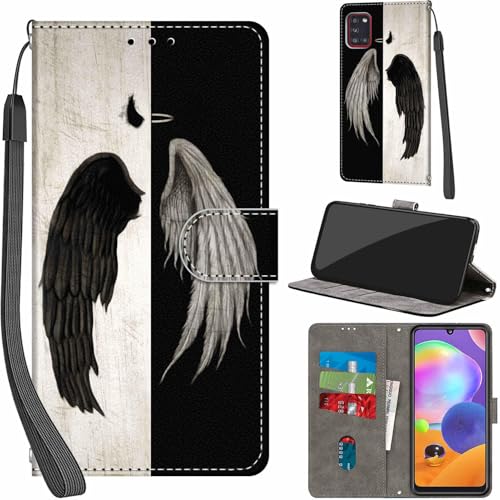 Handyhülle für Samsung Galaxy A31 Hülle PU Leder Schutzhülle Klappbar mit Kartenfach Ständer Handytasche mit Kameraschutz Flip Case Klapphülle für Samsung A31, Flügel von Haninsuze
