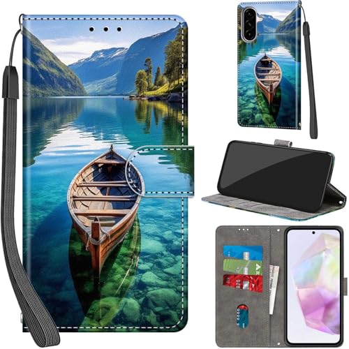 Handyhülle für Samsung Galaxy A56 5G Hülle PU Leder Schutzhülle Klappbar mit Kartenfach Ständer Handytasche mit Kameraschutz Flip Case Klapphülle, Boot Handyhülle für Samsung Galaxy A56 5G Hülle PU Leder Schutzhülle Klappbar mit Kartenfach Ständer Handytasche mit Kameraschutz Flip Case Klapphülle, Boot von Haninsuze