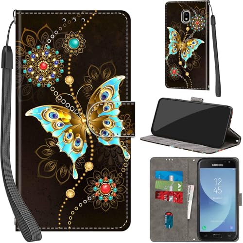 Handyhülle für Samsung Galaxy J3 2017 Hülle PU Leder Schutzhülle Klappbar mit Kartenfach Ständer Handytasche mit Kameraschutz Flip Case Klapphülle für Samsung J3 2017, grüner Schmetterling Handyhülle für Samsung Galaxy J3 2017 Hülle PU Leder Schutzhülle Klappbar mit Kartenfach Ständer Handytasche mit Kameraschutz Flip Case Klapphülle für Samsung J3 2017, grüner Schmetterling von Haninsuze