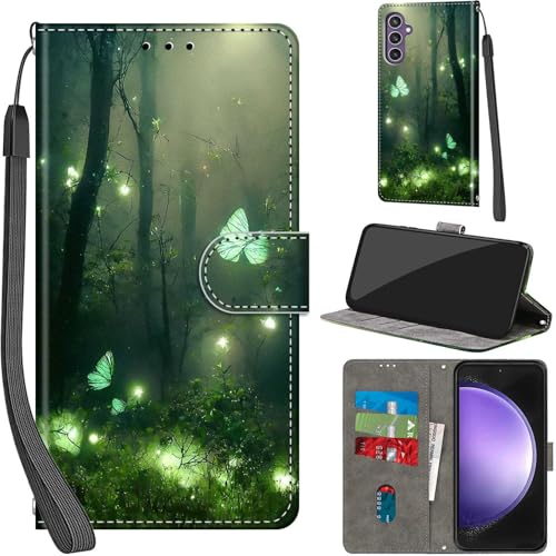 Handyhülle für Samsung Galaxy S23 FE 5G Hülle PU Leder Schutzhülle Klappbar mit Kartenfach Ständer Handytasche mit Kameraschutz Flip Case Klapphülle für Samsung S23 FE 5G, Waldschmetterling Handyhülle für Samsung Galaxy S23 FE 5G Hülle PU Leder Schutzhülle Klappbar mit Kartenfach Ständer Handytasche mit Kameraschutz Flip Case Klapphülle für Samsung S23 FE 5G, Waldschmetterling von Haninsuze
