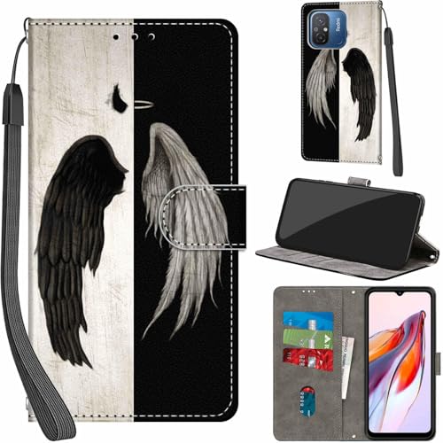 Handyhülle für Xiaomi Redmi 12C Hülle PU Leder Schutzhülle Klappbar mit Kartenfach Ständer Handytasche mit Kameraschutz Flip Case Klapphülle für Xiaomi Redmi 12C, Flügel von Haninsuze