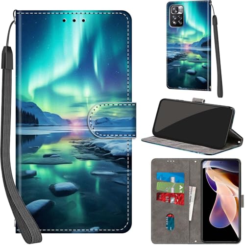 Handyhülle für Xiaomi Redmi Note 11 Pro Plus 5G Hülle PU Leder Schutzhülle Klappbar mit Kartenfach Ständer Handytasche mit Kameraschutz Flip Case Klapphülle, Schneeberg von Haninsuze