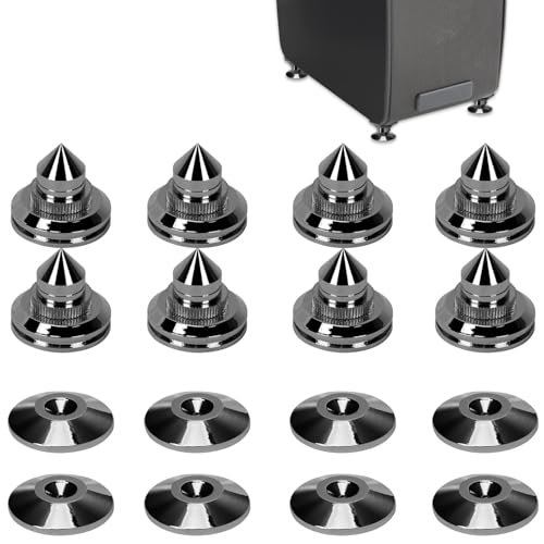 24K vernickelte Lautsprecher-Spikes, 8 Stück, Bodenschutz, stoßfeste Isolationsständerfüße für HiFi-Geräte(Schwarz) von Hanlintk
