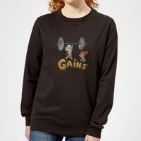 Familie Feuerstein Distressed Bam Bam Gains Damen Pullover - Schwarz - M von Hanna Barbera