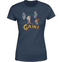 Familie Feuerstein Distressed Bam Bam Gains Damen T-Shirt - Navy Blau - S von Hanna Barbera