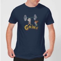 Familie Feuerstein Distressed Bam Bam Gains Herren T-Shirt - Navy Blau - M von Hanna Barbera