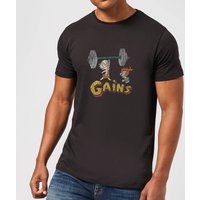 Familie Feuerstein Distressed Bam Bam Gains Herren T-Shirt - Schwarz - 3XL von Hanna Barbera