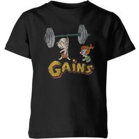 Familie Feuerstein Distressed Bam Bam Gains Kinder T-Shirt - Schwarz - 3-4 Jahre von Hanna Barbera