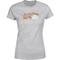 Familie Feuerstein Family Car Distressed Damen T-Shirt - Grau - L von Hanna Barbera