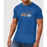 Familie Feuerstein Family Car Distressed Herren T-Shirt - Royal Blau - L von Hanna Barbera