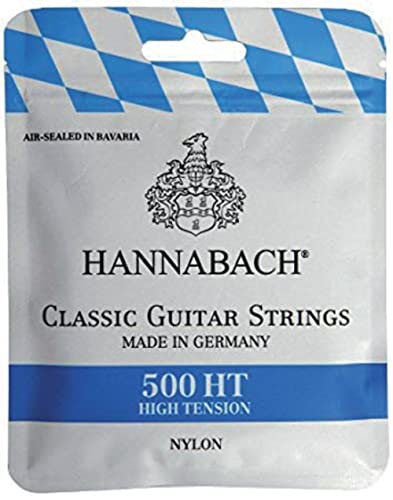 Hannabach 500HT Saiten für Klassikgitarre Satz High Tension, Diskantsaiten: Nylon, Bass: Nylonkern mit versilbertem Kupferdraht umsponnen von Hannabach