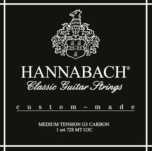 Hannabach Klassikgitarre-Saiten, 728MTG3C, Serie 728 Medium Tension Custom Made Carbon, Satz mit G3 Carbon von Hannabach