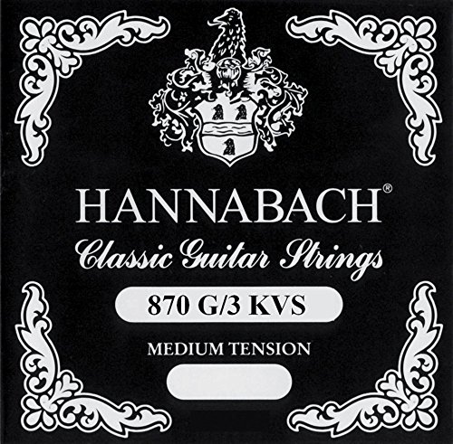 Hannabach Klassikgitarrensaiten G/3 Nylon umsponnen 870MT Medium Tension Kupfer versilbert von Hannabach
