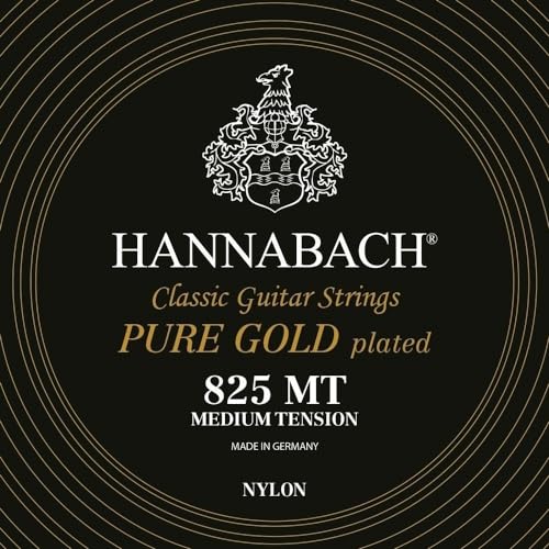 Hannabach Klassikgitarrensaiten Serie 825 Medium Tension Spezialvergoldung - Komplettsatz von Hannabach