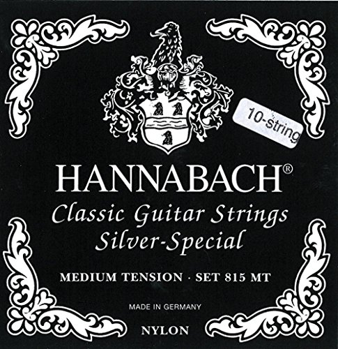 Hannabach Saiten für Klassikgitarre Serie 815 Medium Tension Silver Special Konzertgitarre (Allzweck-Saite für fast jedes Instrument, Saiten klassische Gitarre, Made in Germany, 10-saitig), Schwarz von Hannabach