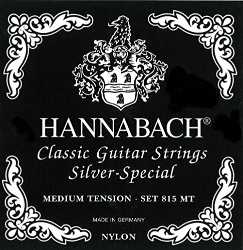 Hannabach Saiten für Klassikgitarre Serie 815 Medium Tension Silver Special Konzertgitarre (Allzweck-Saite für fast jedes Instrument, Saiten klassische Gitarre, Made in Germany, 8-saitig), Schwarz von Hannabach