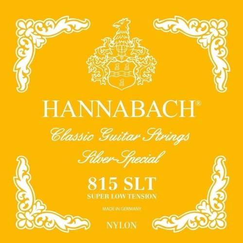 Hannabach Saiten für Klassikgitarre Serie 815 Satz Super Low Tension (hochwertig, Allzweck-Saite für fast jedes Instrument, Gitarrensaiten klassische Gitarre, Made in Germany), Gelb von Hannabach